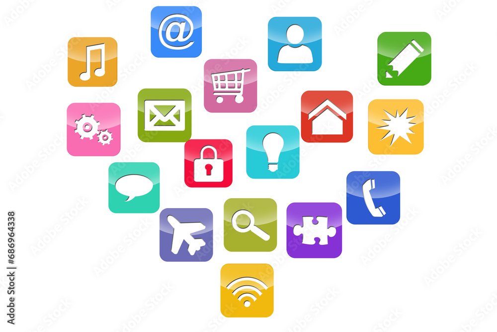Digital png illustration of colourful social media icons on transparent background Digital png illustration of colourful social media icons on transparent background