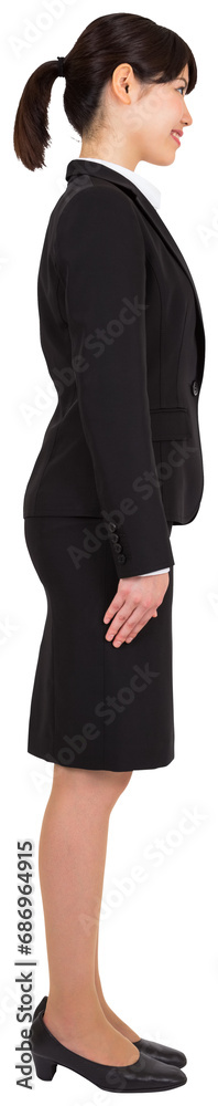 Digital png photo of happy asian businesswoman standing on transparent background Digital png photo of happy asian businesswoman standing on transparent background
