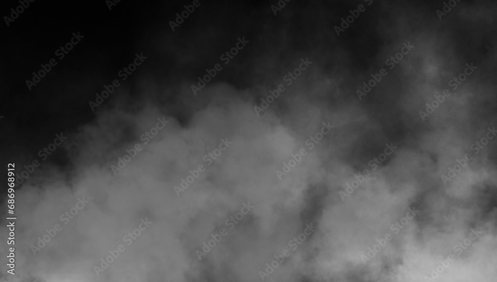 Fototapeta premium Abstract smoke misty fog on isolated black background. Texture overlays. Paranormal mystic smoke, clouds for movie scenes.