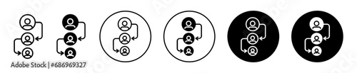 Dependencies icon. dependable or linked and connected team work or group of staff symbol set. dependency of human pyramid order rely on each other vector line logo