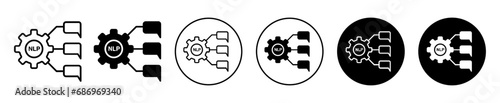 Natural language processing NLP or Neuro-linguistic programming icon. machine learning technology to communicate, interpret human language through computer symbol set. NLP  language sign.