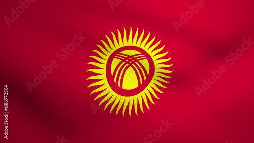 Kyrgyzstan Waving Flag Background Animation. Looping seamless 3D animation. Motion Graphic