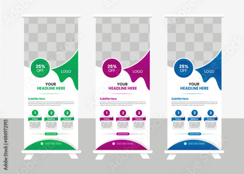 travel and tourism roll up banner design.