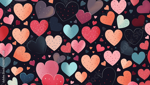 Small and cute heart shape pattern on black background
