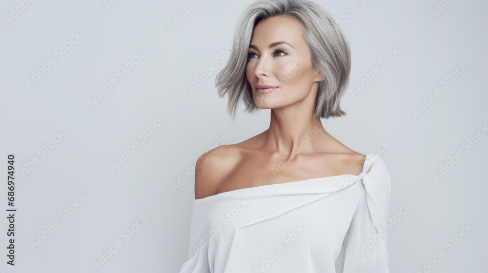 Portrait of a beautiful middle aged woman with copyspace clean background Portrait of a beautiful middle aged woman with copyspace clean background