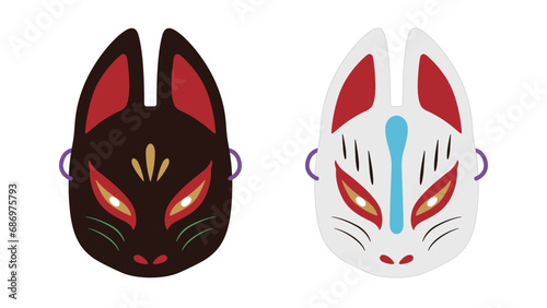 日本の伝統文化 お稲荷さんのお面のセット