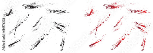 Horror set of splashes seamless black background
