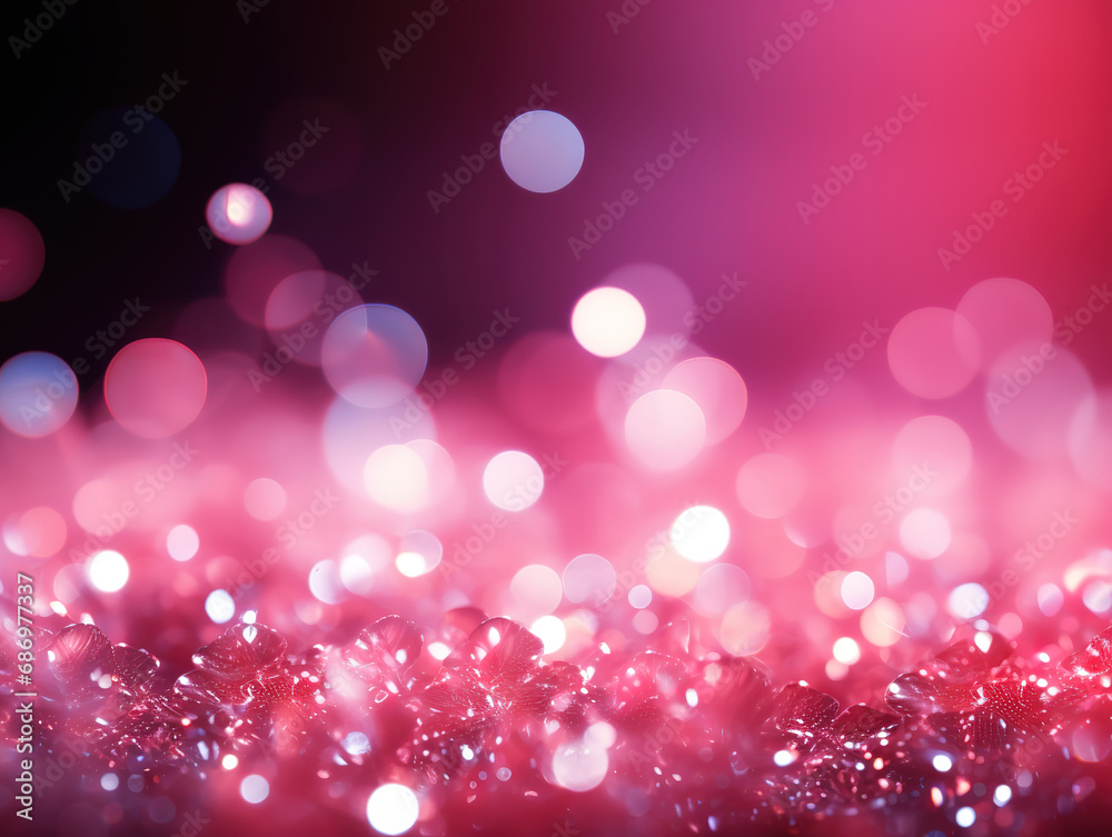 Abstract background with pink particle, light shine particles bokeh on pink background. Generative Ai