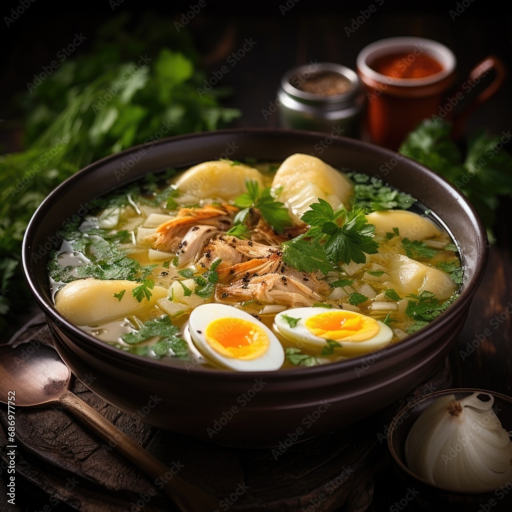 Delicious Chicken Soup Ultimate Healthy Feast Image Generative AI