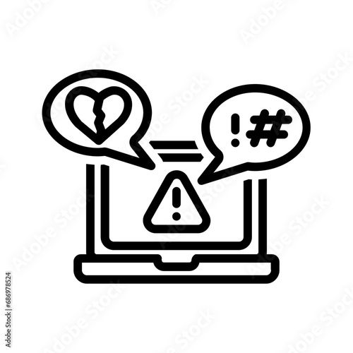 Black line icon for Cyberbullies