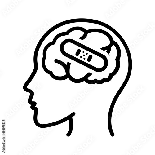 Black line icon for Mental disability