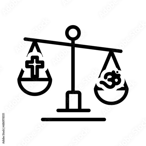 Black line icon for Religious discrimination