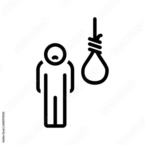 Black line icon for Suicide