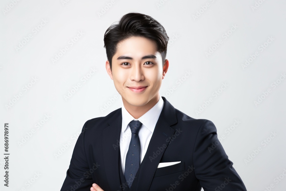 Asian businessman smile happy face portrait white background Asian businessman smile happy face portrait white background