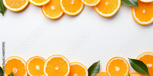 Simple citrus background with oranges and with a blank white frame in the center