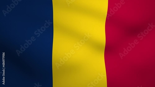 Chad Waving Flag Background Animation. Looping seamless 3D animation. Motion Graphic