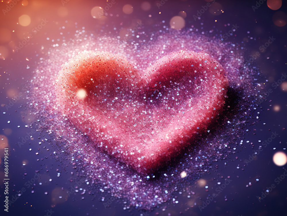 Sprinkled sand heart, happy valentines day, abstract romantic background banner. Generative Ai Sprinkled sand heart, happy valentines day, abstract romantic background banner. Generative Ai