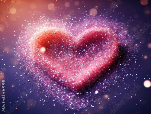 Sprinkled sand heart, happy valentines day, abstract romantic background banner. Generative Ai