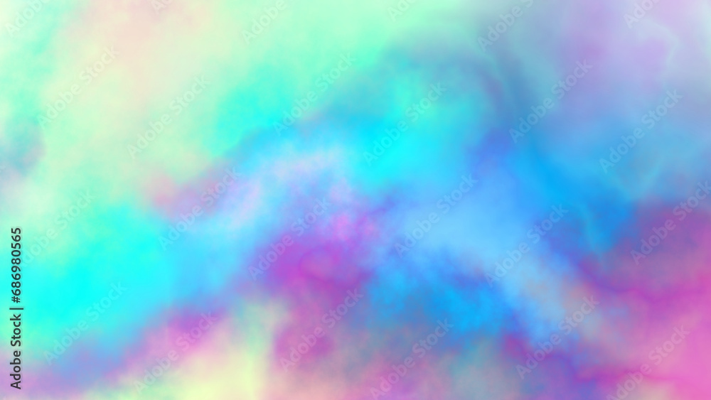 Abstract cloudy gradient background. Unicorn colorful rainbow clouds wide texture.