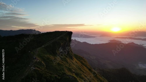 Landscape of Phu Chi Fa Forest Park, it is one of the most favourite tourist destination in Chiang Rai Province, Thailand