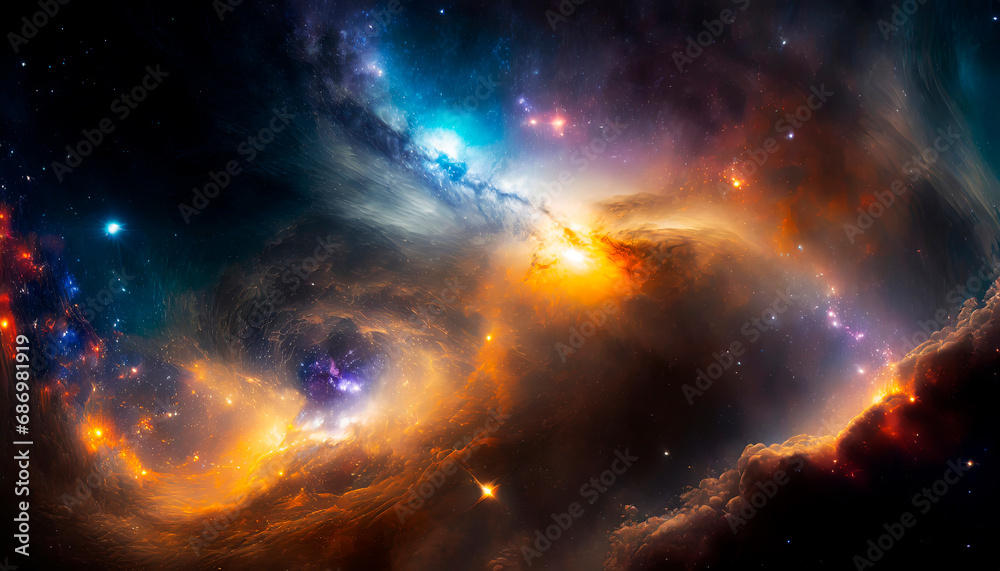 宇宙空間の中に広がる星雲