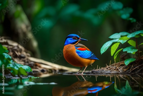 Blue-winged Pitta in nature