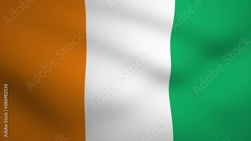 Cote d'Ivoire Waving Flag Background Animation. Looping seamless 3D animation. Motion Graphic