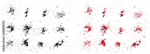 Isolated black illustration splatter vector drawing set
