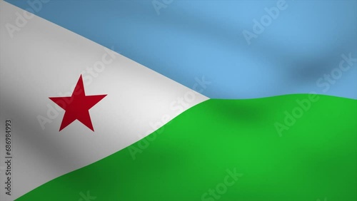 Djibouti Waving Flag Background Animation. Looping seamless 3D animation. Motion Graphic photo