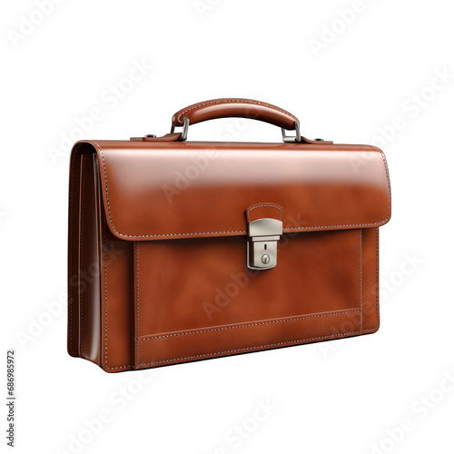Brown Leather Satchel Isolated on Transparent or White Background, PNG