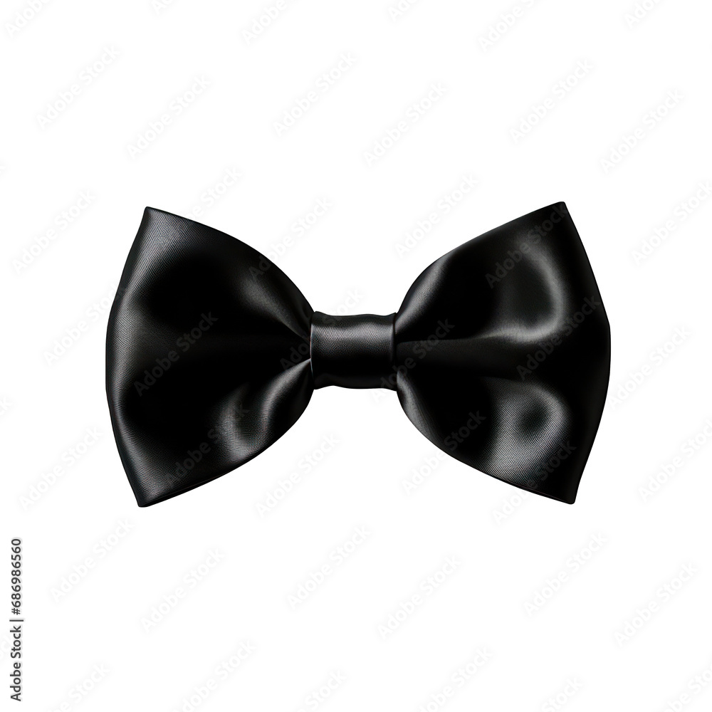 Black Bow Tie Isolated on Transparent or White Background, PNG