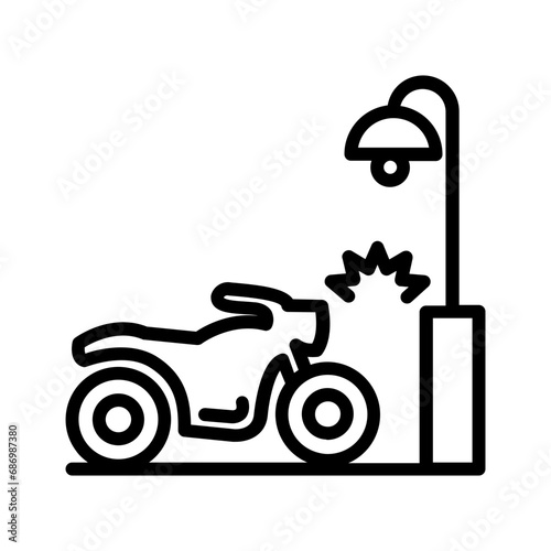 Black line icon for Motorcycle accident