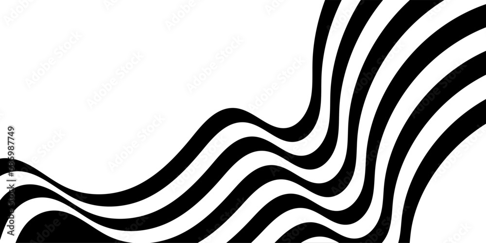 Black on white abstract perspective line stripes with 3d dimensional effect isolated on white background. vector eps 10
