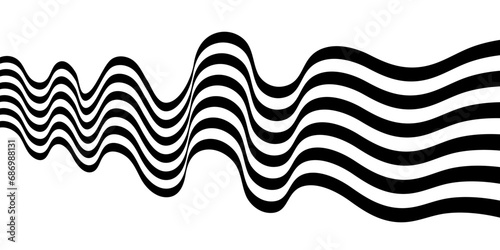 Black on white abstract perspective line stripes with 3d dimensional effect isolated on white background. vector eps 10