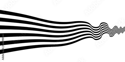 Black on white abstract perspective line stripes with 3d dimensional effect isolated on white background. vector eps 10
