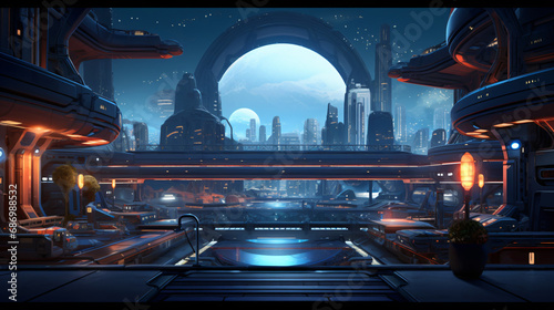 Illustration of a sci-fi backdrop for a video game