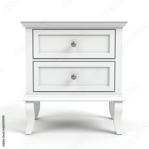 a white nightstand with two drawers