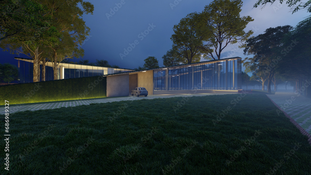 Luxury resort exterior design 3D rendered architectural design