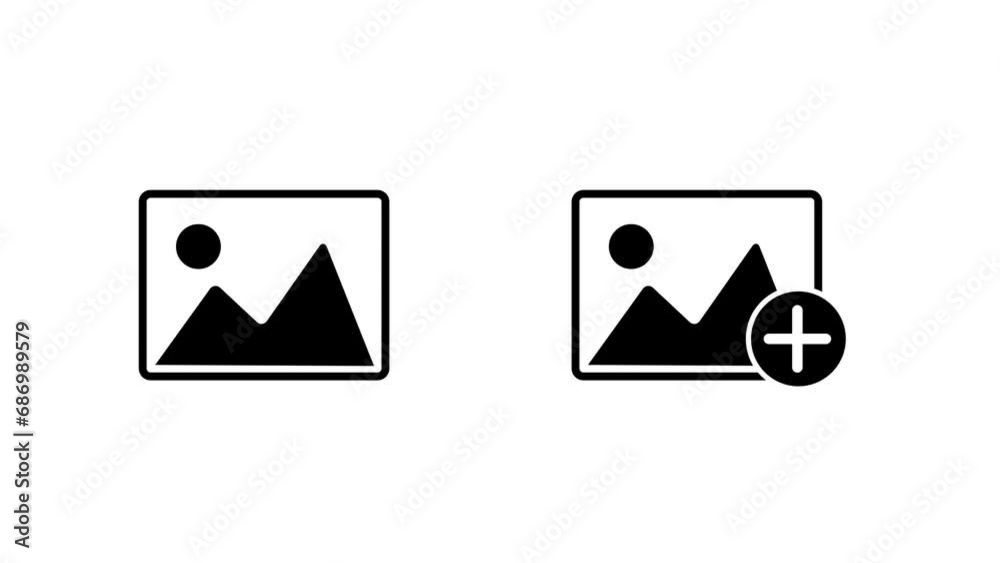 Upload image icon, simple design add photo concept.
