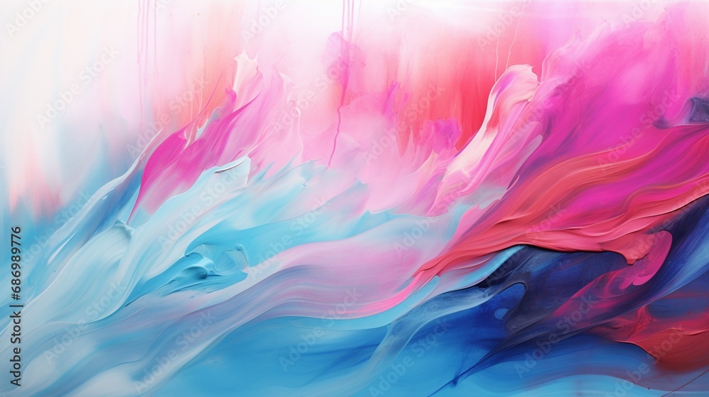 A creative abstract artwork with bold pink and calming blue strokes, an expression of emotion and energy through color.