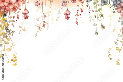 Pastel Garden Botanical Bliss: Watercolor Wildflower Border
