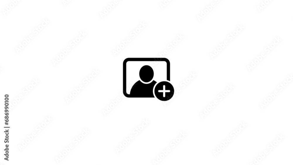 New account icon, simple design add concept animation. New account icon, simple design add concept animation.