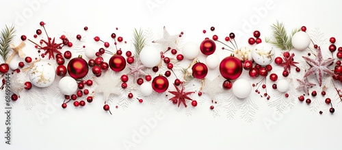 Holiday design with Christmas elements on a white background. photo