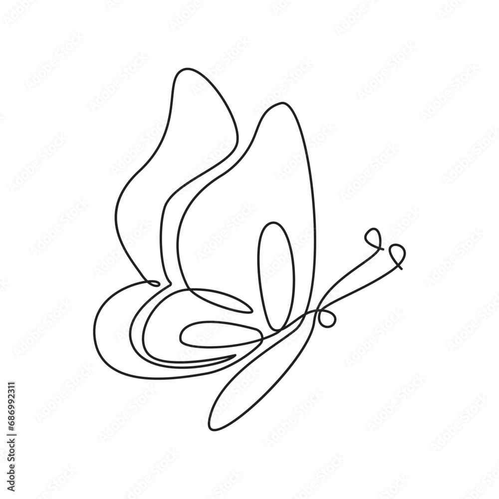 Butterfly single continuous one line out line vector art drawing and tattoo design Butterfly single continuous one line out line vector art drawing and tattoo design