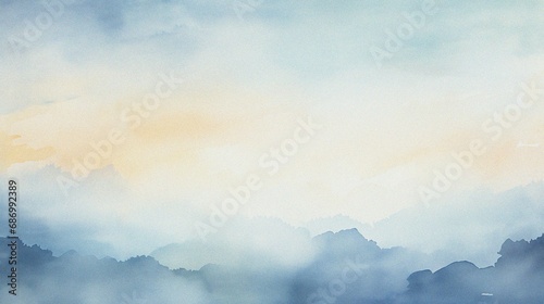 watercolor painting of abstract ocean horizon sunset background template