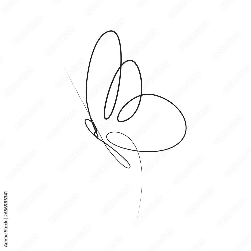 Butterfly  single continuous one line out line vector art  drawing  and tattoo design