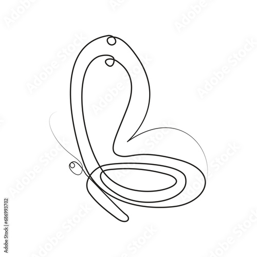 Butterfly  single continuous one line out line vector art  drawing  and tattoo design