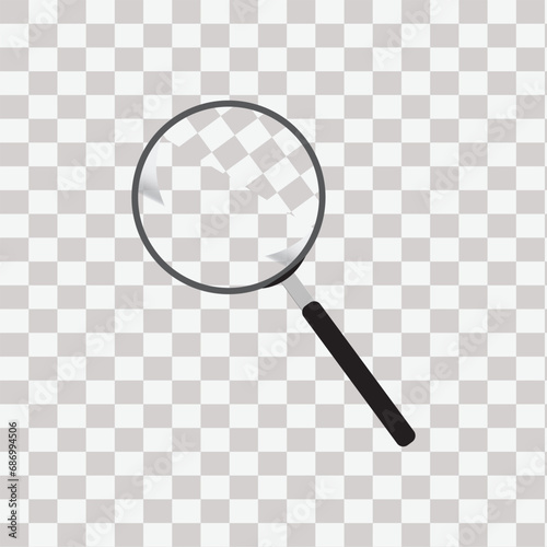 A Search icon vector. Magnifying glass with Transparent Background. Magnifier, big tool instrument. Magnifier loupe search. Business Analysis symbol