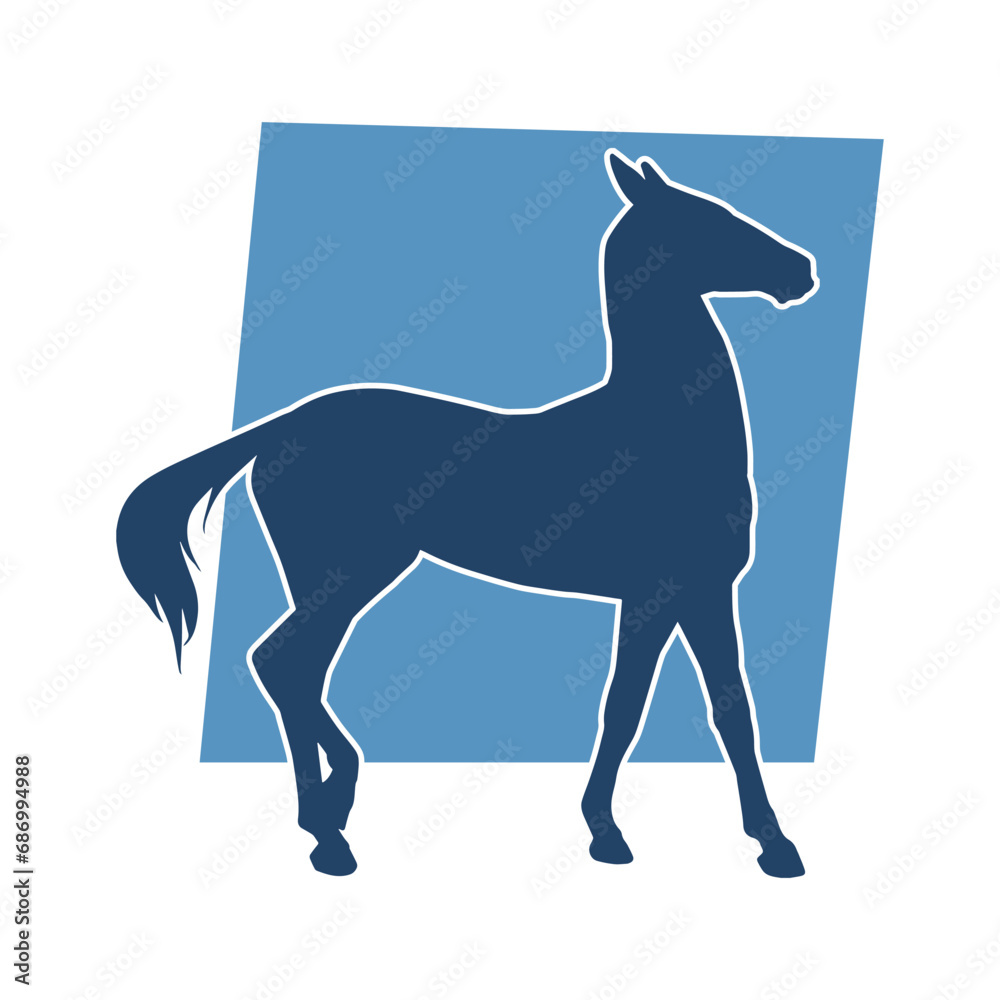 Obraz premium Silhouette of a horse running. Silhouette of a running stallion. 