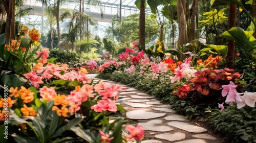 A lush botanical garden filled with diverse and colorful flowers  each petal and leaf a testimony to nature s beauty.